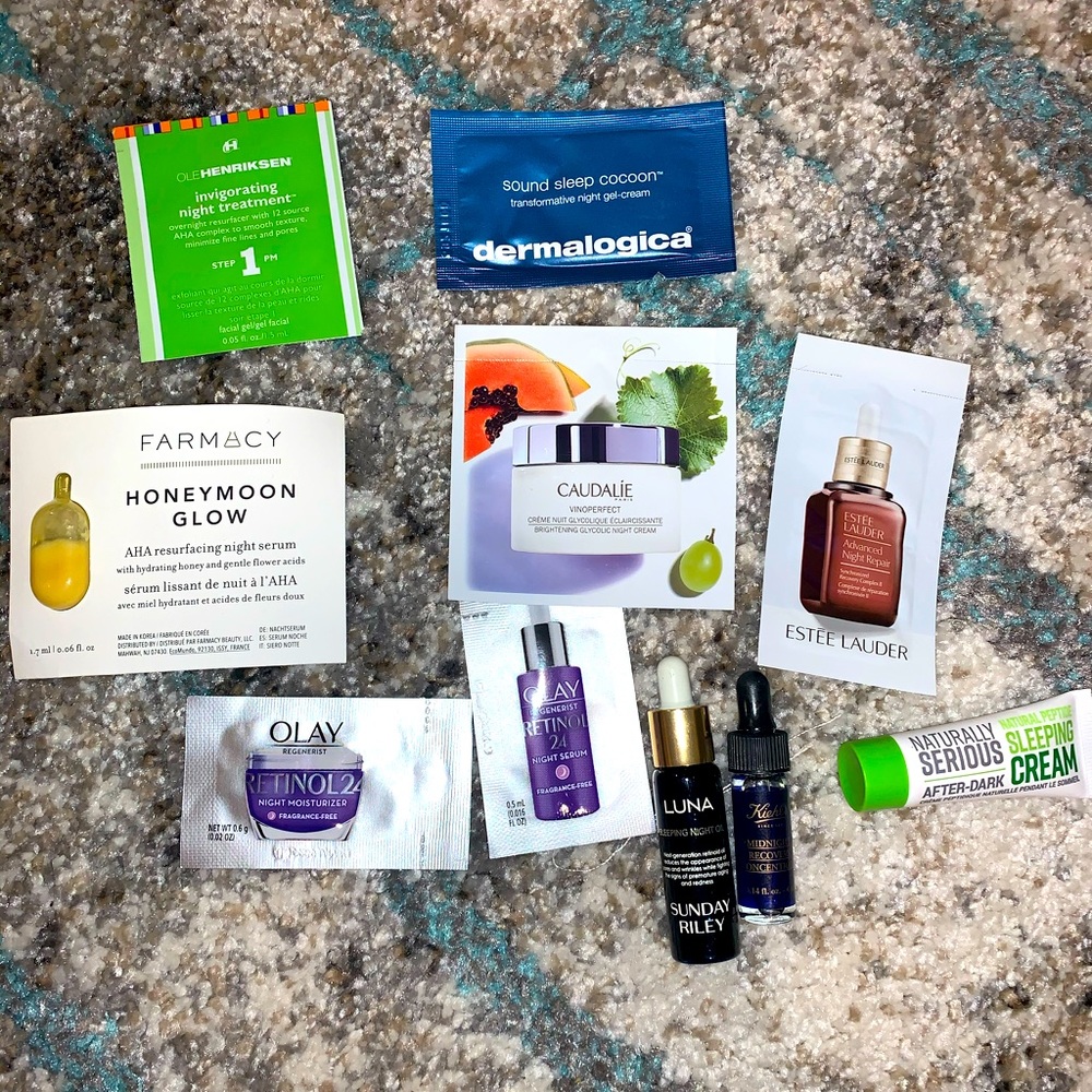 Night creams and oil samples